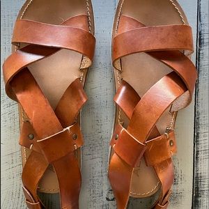 Aldo leather sandals with adjustable strap.  Camel color.  Size 42 Euro.